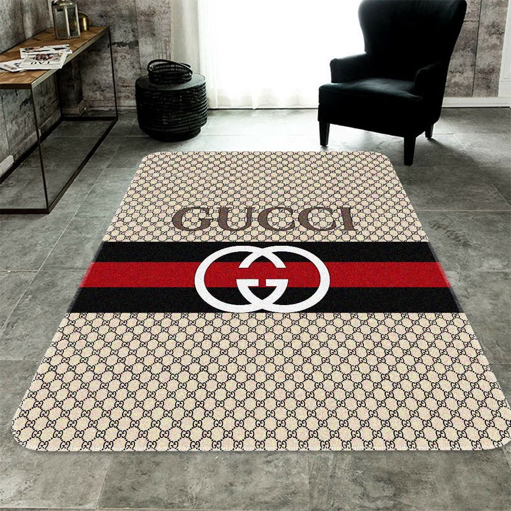 Gucci Beige Rectangle Rug Fashion Brand Home Decor Door Mat Luxury Area Carpet