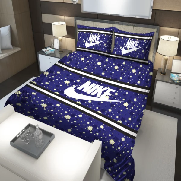 Nike Blue Logo Brand Bedding Set Luxury Home Decor Bedspread Bedroom