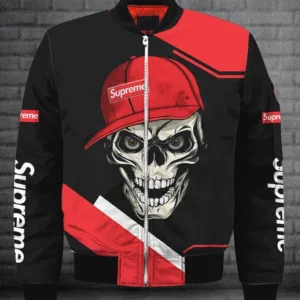 Supreme Skull Black Bomber Jacket Fashion Brand Outfit Luxury