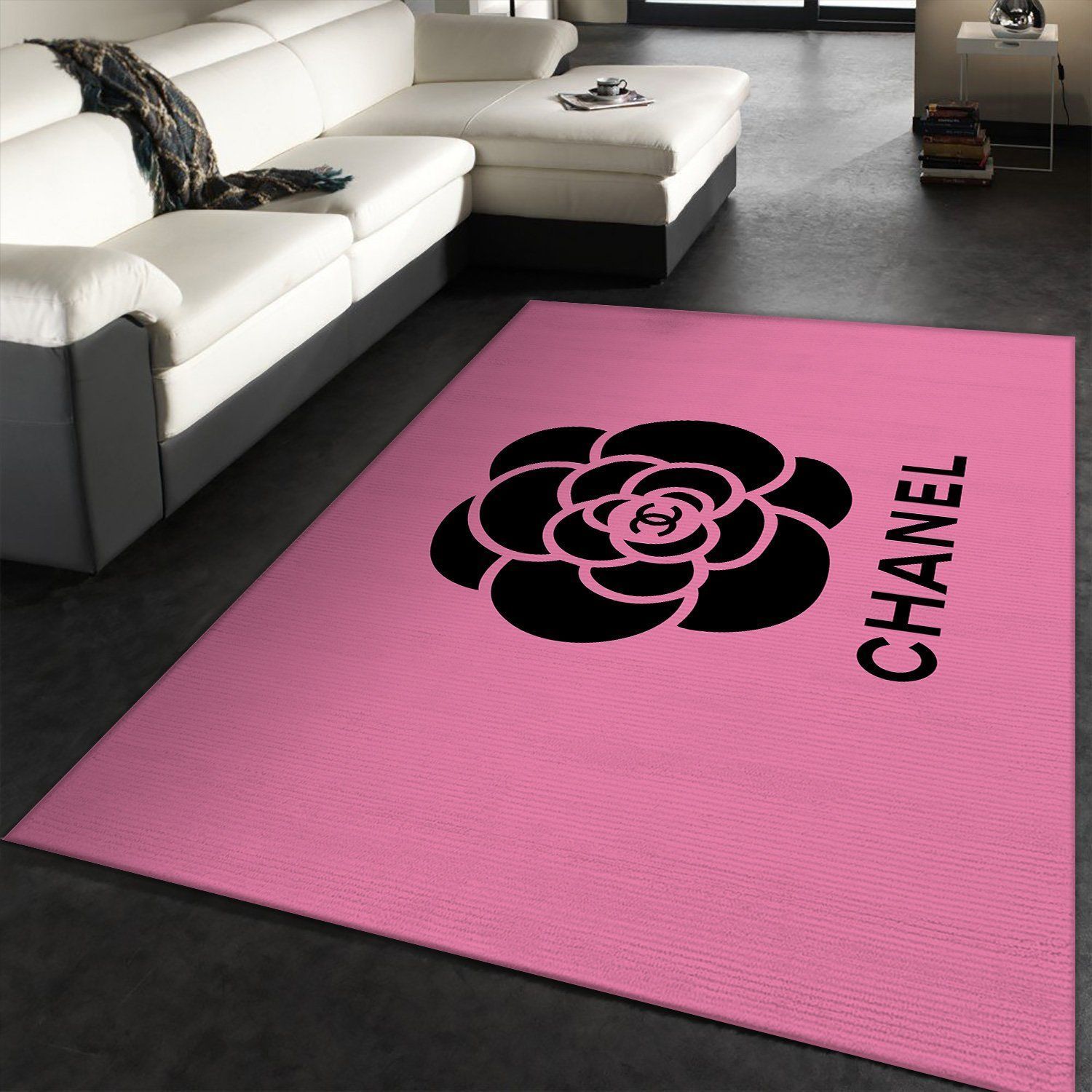 Chanel Flower Pinky Rectangle Rug Fashion Brand Home Decor Luxury Area Carpet Door Mat