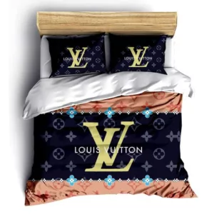 Louis Vuitton Logo Brand Bedding Set Bedspread Bedroom Luxury Home Decor