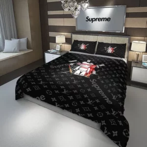 Louis Vuitton Supreme Bearbrick Logo Brand Bedding Set Luxury Bedspread Bedroom Home Decor