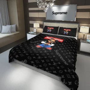 Louis Vuitton Supreme Hip Hop Mikcey Louis Vuitton Logo Brand Bedding Set Bedroom Home Decor Bedspread Luxury