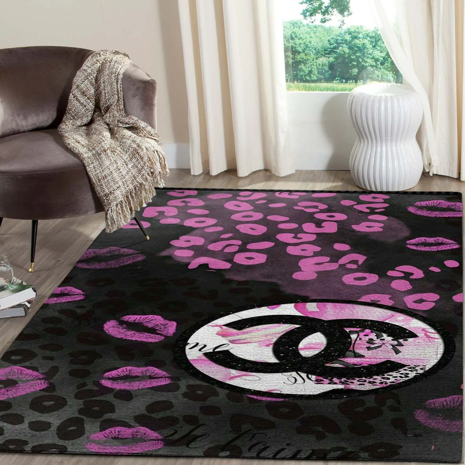 Chanel Lips Rectangle Rug Area Carpet Home Decor Luxury Door Mat Fashion Brand