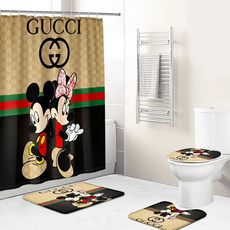 Gucci Mickey Mouse Bathroom Set Hypebeast Home Decor Luxury Fashion Brand Bath Mat