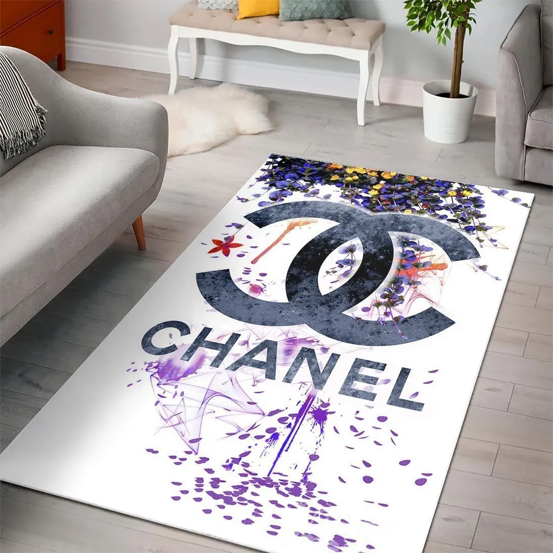 Chanel White Black Rectangle Rug Home Decor Fashion Brand Door Mat Luxury Area Carpet