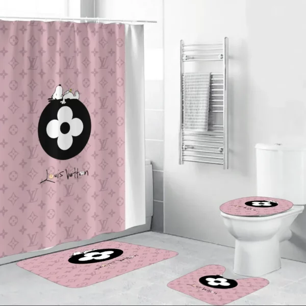 Louis Vuitton Snoopy Pinky Bathroom Set Hypebeast Bath Mat Luxury Fashion Brand Home Decor