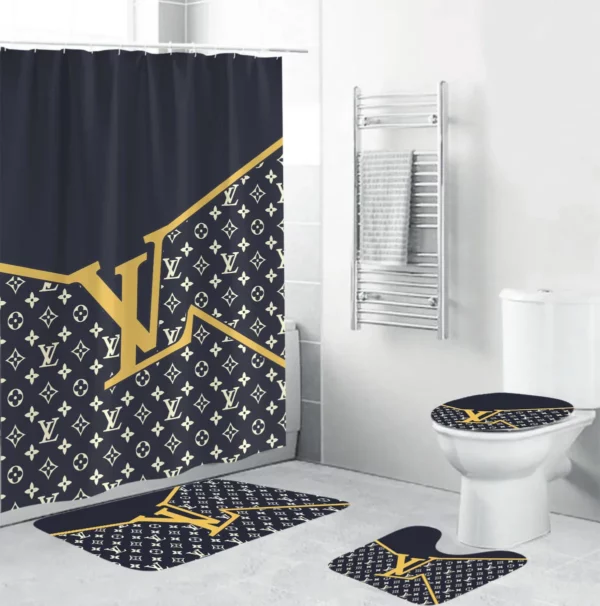 Louis Vuitton Black Yellow Bathroom Set Luxury Fashion Brand Home Decor Hypebeast Bath Mat