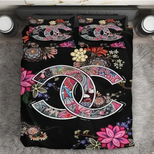 Chanel Flowers Logo Brand Bedding Set Luxury Home Decor Bedroom Bedspread