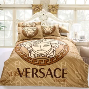 Versace Golden Logo Brand Bedding Set Bedroom Home Decor Luxury Bedspread