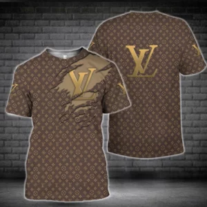 Louis Vuitton Golden Logo Brown T Shirt Outfit Fashion Luxury