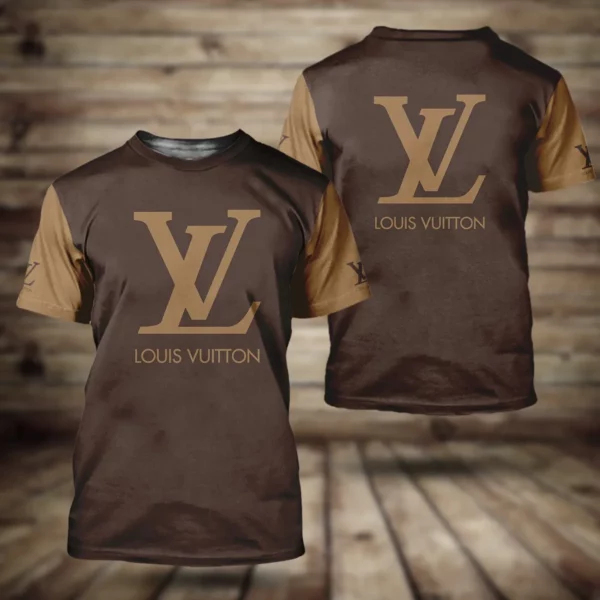 Louis Vuitton Yellow Logo Brown T Shirt Fashion Luxury Outfit