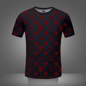 Louis Vuitton Red Pattern Black T Shirt Fashion Luxury Outfit