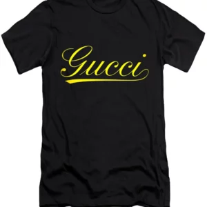 Gucci Yellow Logo Black T Shirt Outfit Luxury Fashion