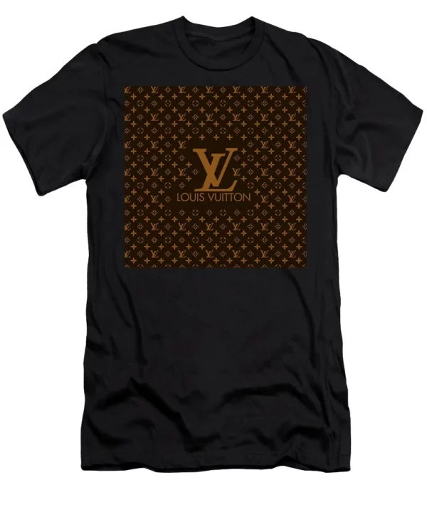 Louis Vuitton Brown Pattern Black T Shirt Luxury Fashion Outfit