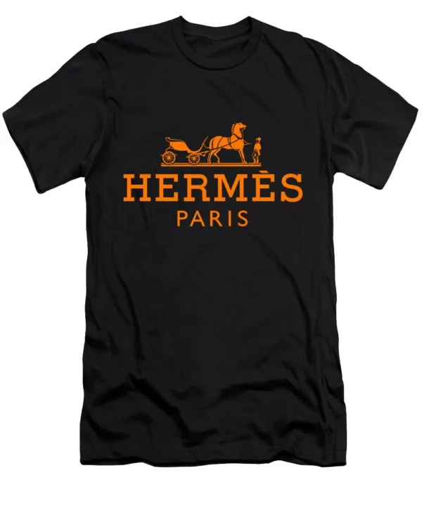 Hermes Paris Logo Black T Shirt Fashion Outfit Luxury