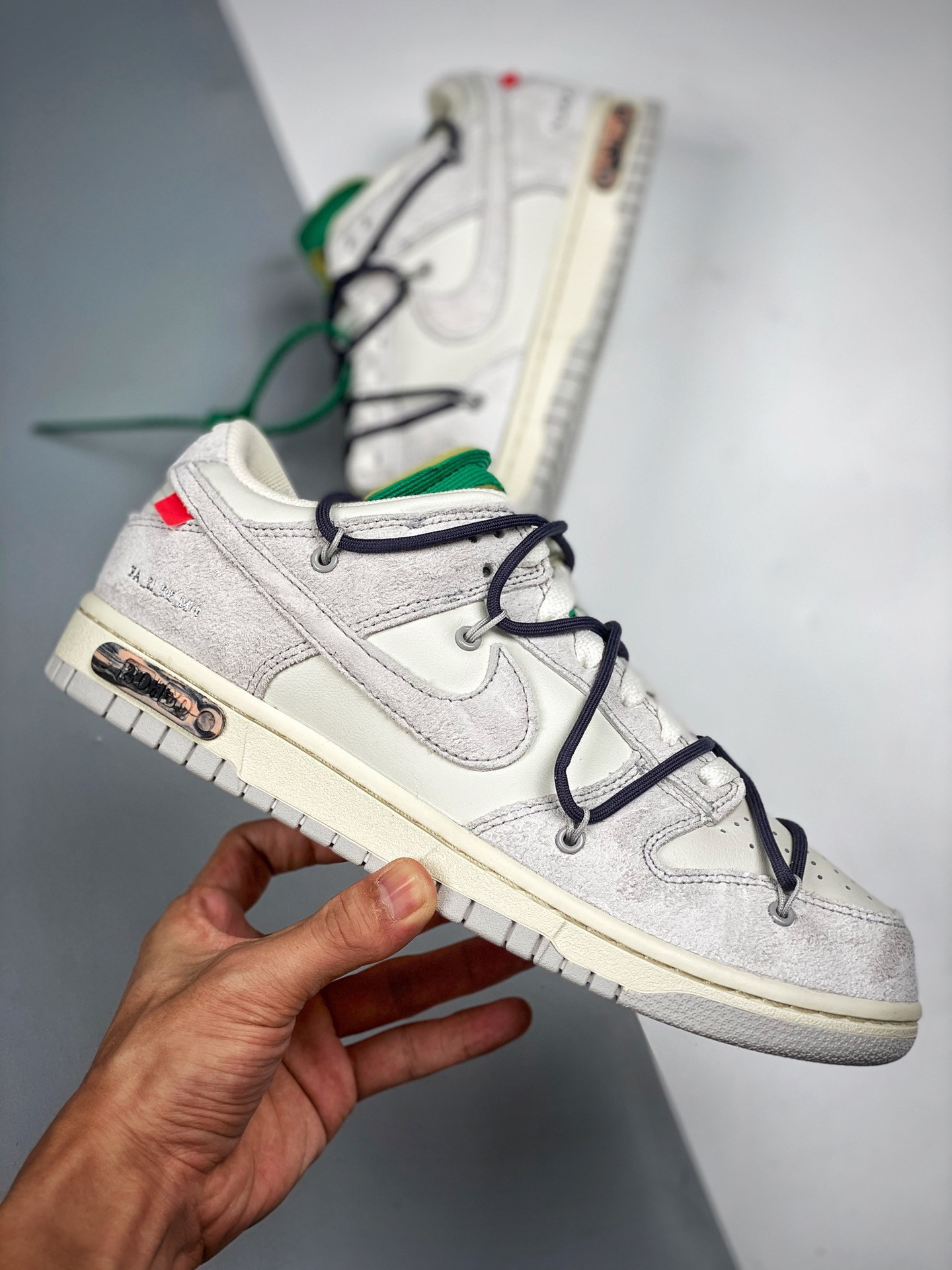 Off-White x Nike Dunk Low 20 of 50 Grey Sail Green For Sale