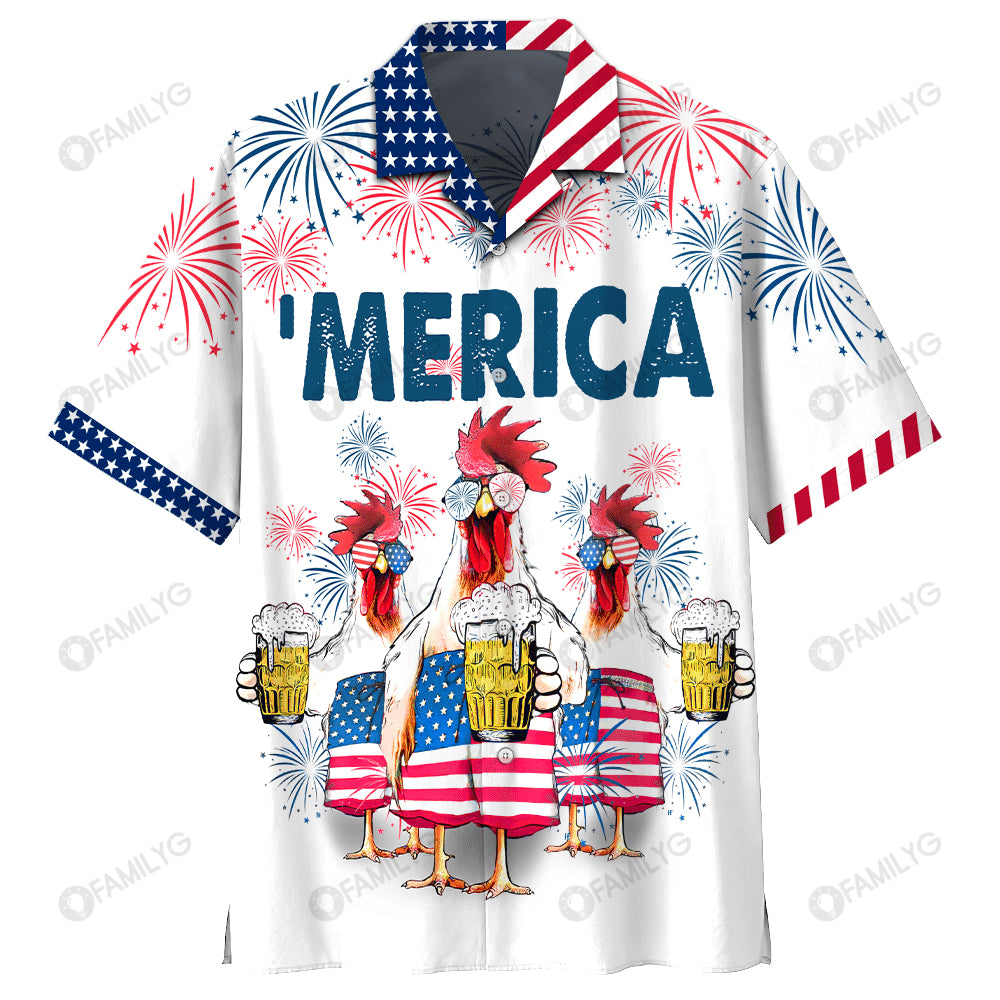 4Th Of July Chicken Beer Hawaiian Shirt