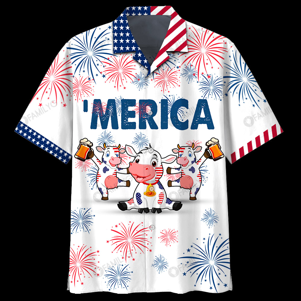 4Th Of July Cow Beer Hawaiian Shirt