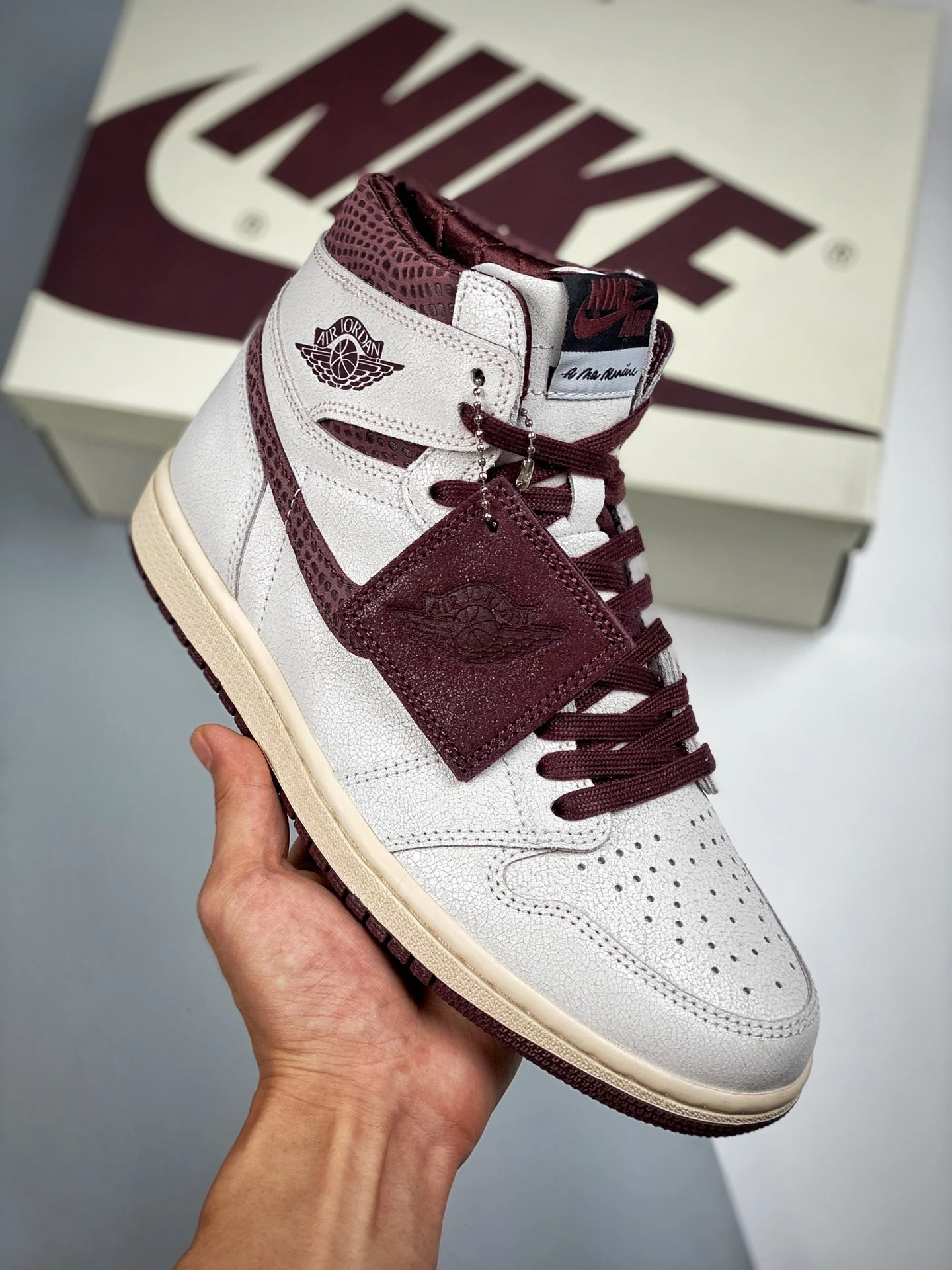 A Ma Maniere x Air Jordan 1 High OG Sail Burgundy Crush For Sale