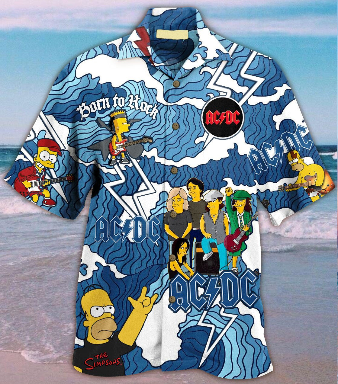 Acdc The Simpsons Hawaiian Shirt Summer Outfit Beach