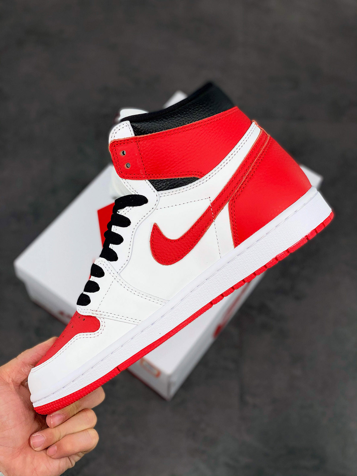 Air Jordan 1 High OG Heritage White University Red-Black For Sale