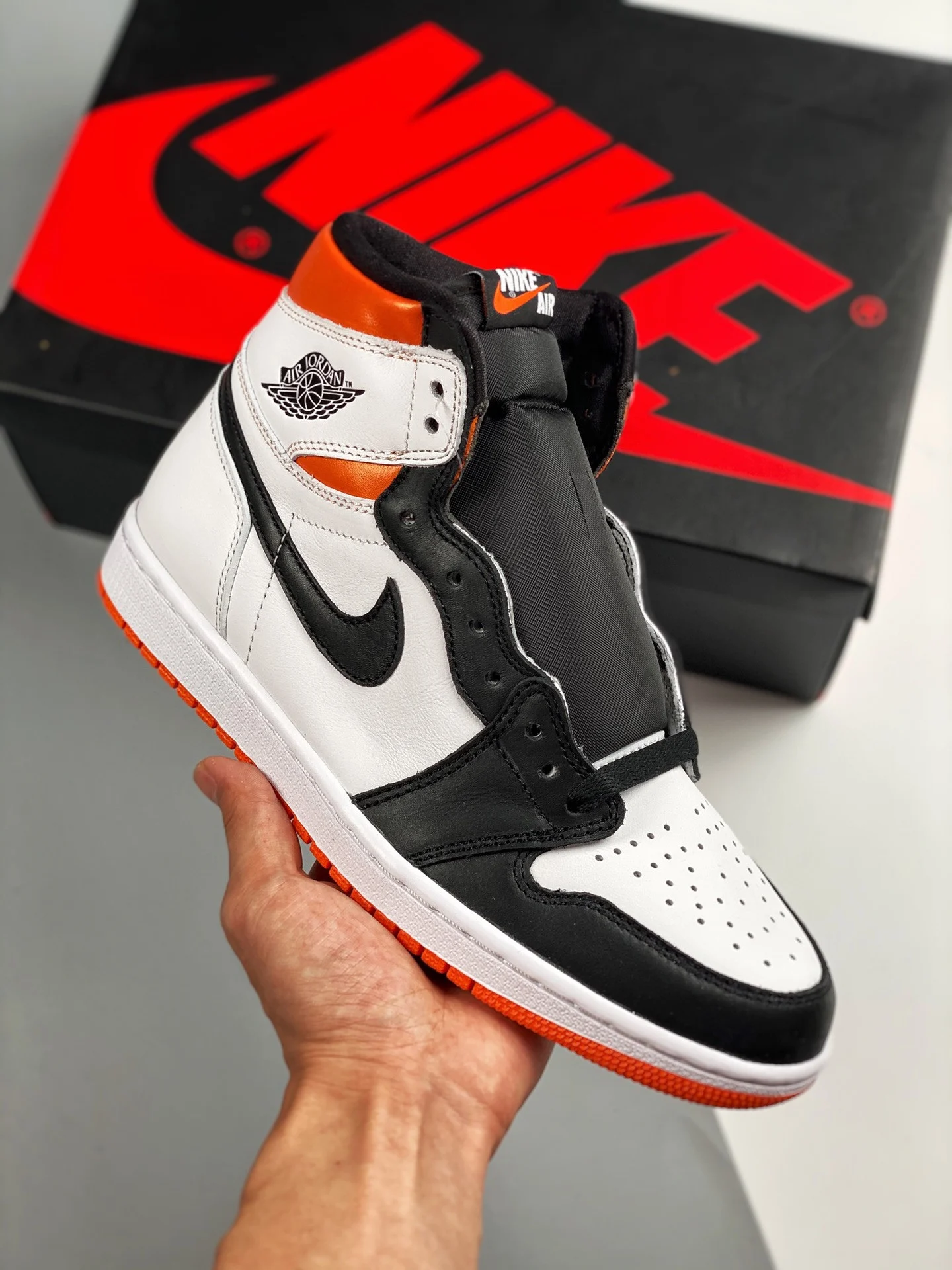 Air Jordan 1 High OG White Electro Orange-Black For Sale