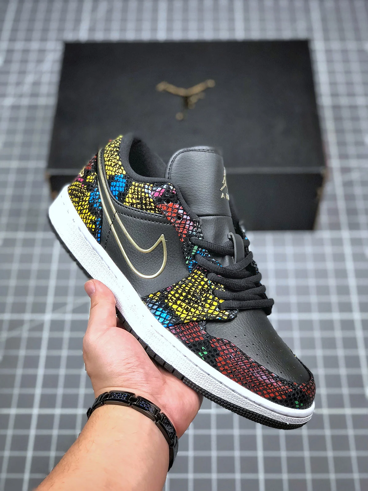 Air Jordan 1 Low BHM Black Metallic Gold Multi-Color-White For Sale