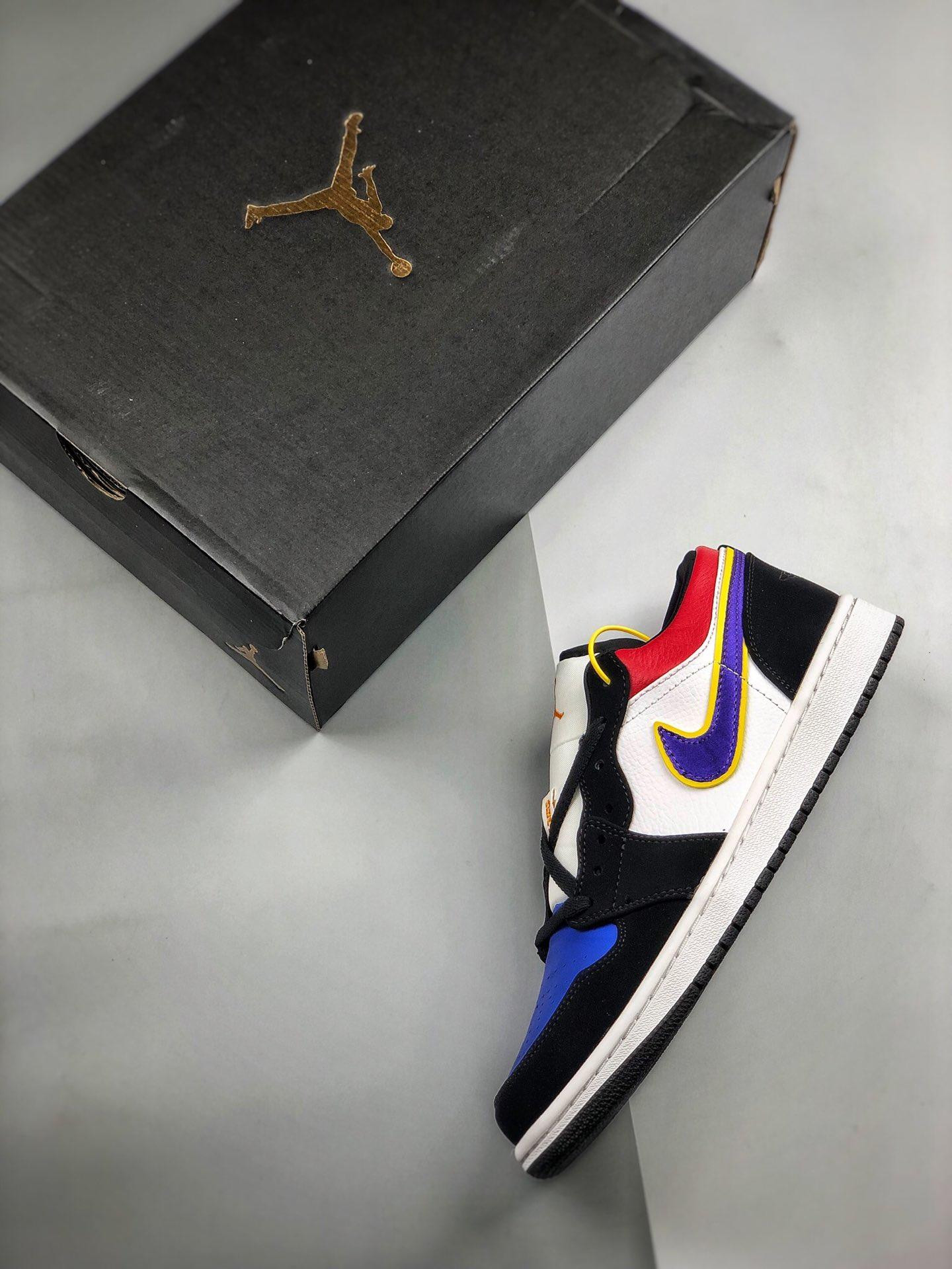 Air Jordan 1 Low Black Court Purple-University Gold-Bright Crimson On Sale