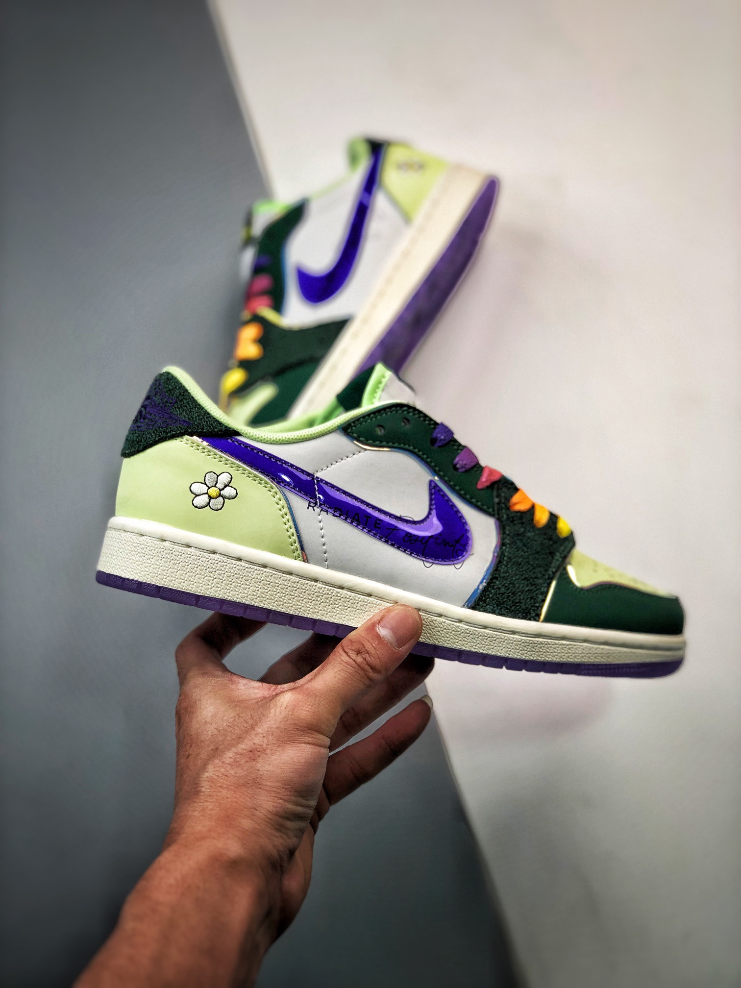 Air Jordan 1 Low Doernbecher Gorge Green Court Purple-White-Barely Volt For Sale