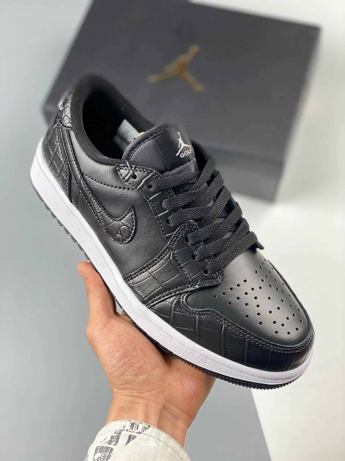 Air Jordan 1 Low Golf Croc Black Iron Grey White DD9315-003 For Sale