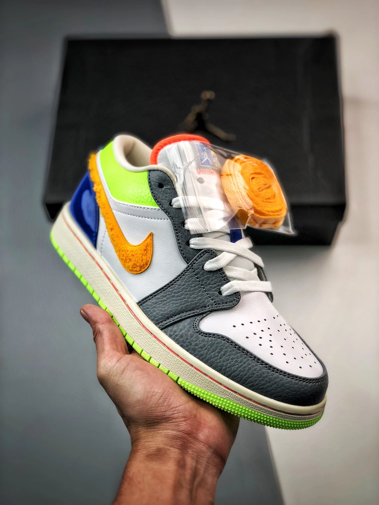 Air Jordan 1 Low Hoops White Coconut Milk-Shadow Green-Laser Orange For Sale