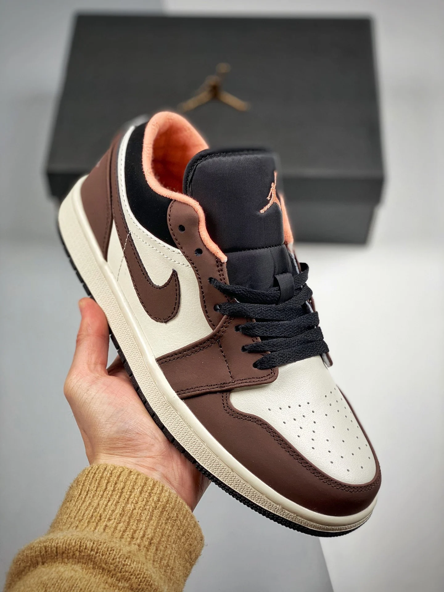 Air Jordan 1 Low Light Chocolate Black-Sail-Crimson Bliss DC6991-200 For Sale