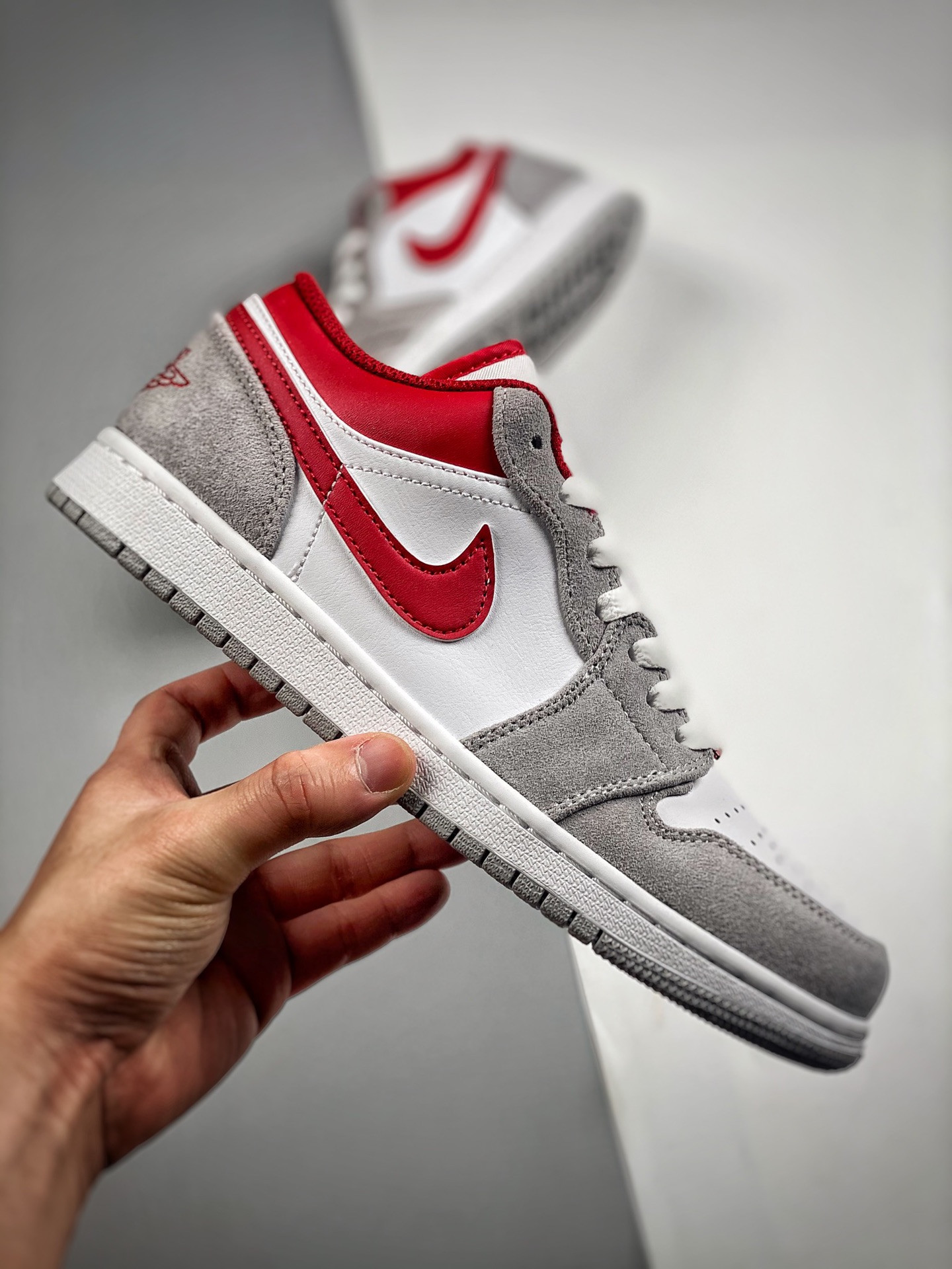 Air Jordan 1 Low Light Smoke Grey White-Gym Red DC6991-016 For Sale