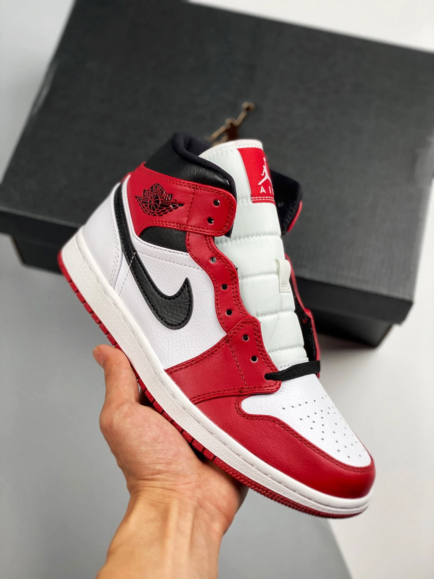 Air Jordan 1 Mid Chicago White Gym Red-Black For Sale