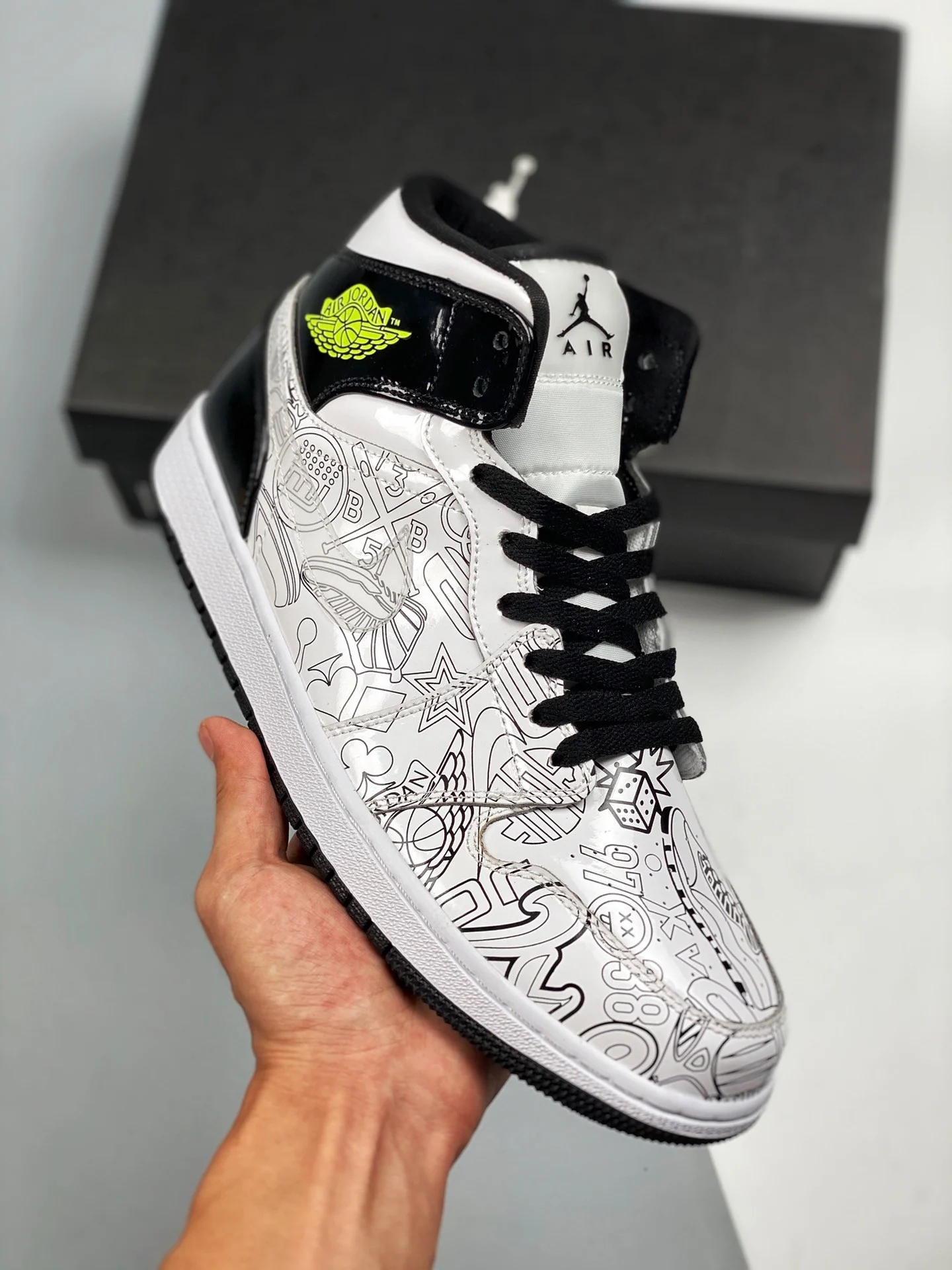 Air Jordan 1 Mid DIY White Black-Volt For Sale