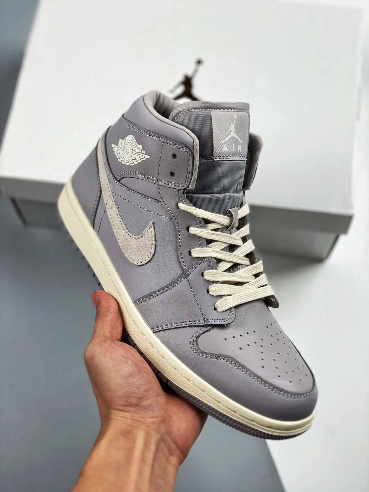 Air Jordan 1 Mid Atmosphere Grey Pale Ivory For Sale