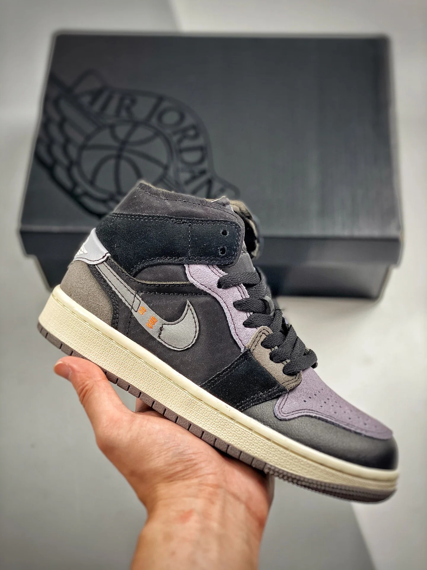 Air Jordan 1 Mid Inside Out Black Grey DM9652-001 For Sale