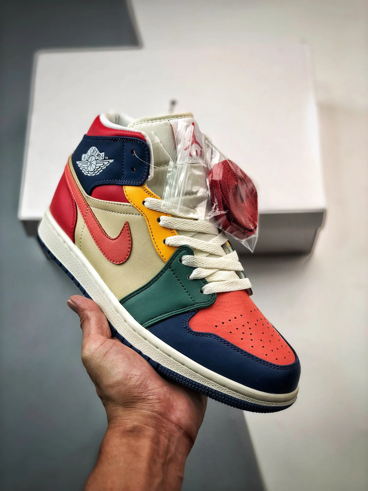 Air Jordan 1 Mid Multi-Color French BlueFire Red Beach Magic Ember For Sale