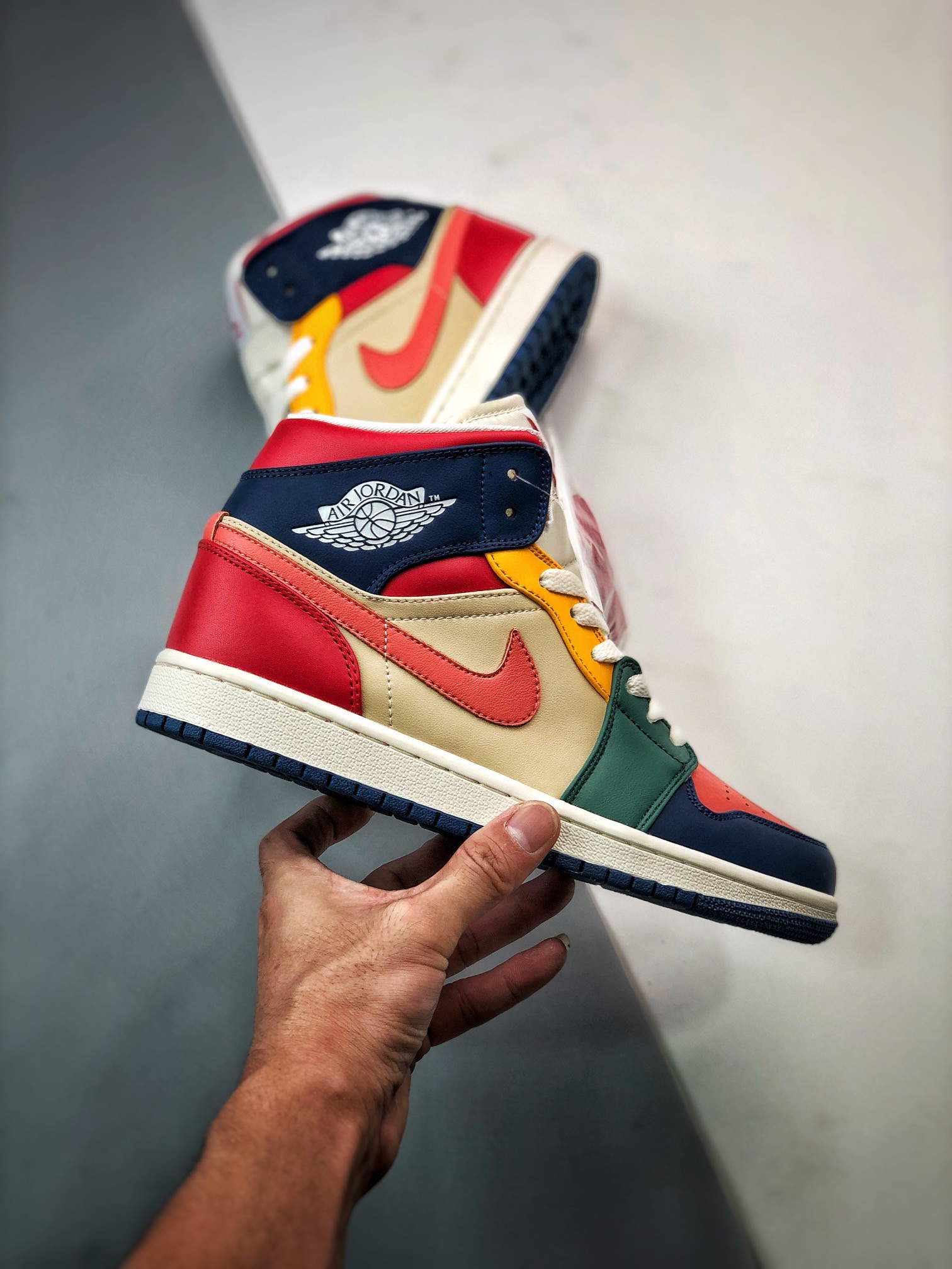 Air Jordan 1 Mid Multi-Color French BlueFire Red Beach Magic Ember For Sale