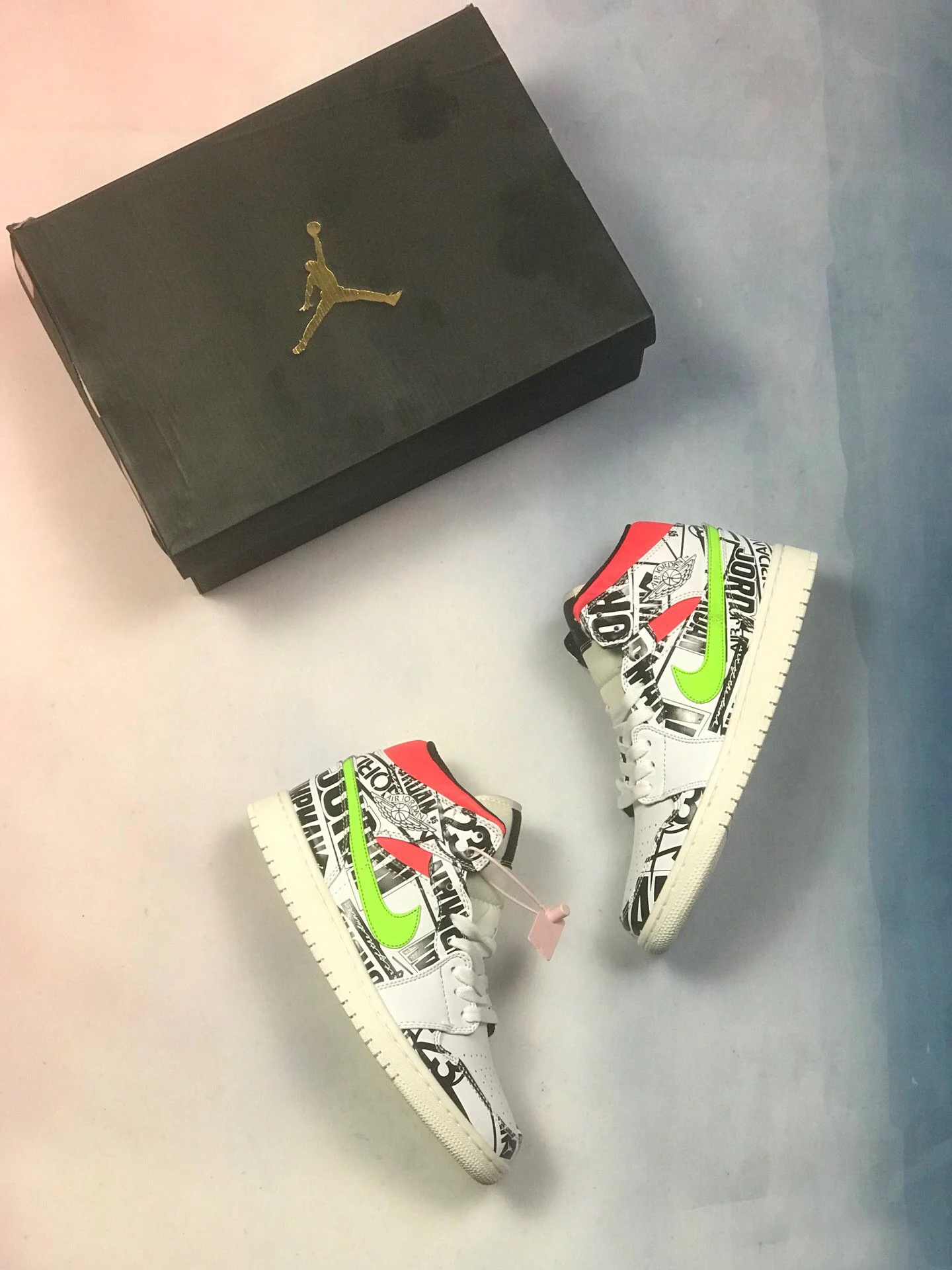 Air Jordan 1 Mid Print White Black Green Red For Sale