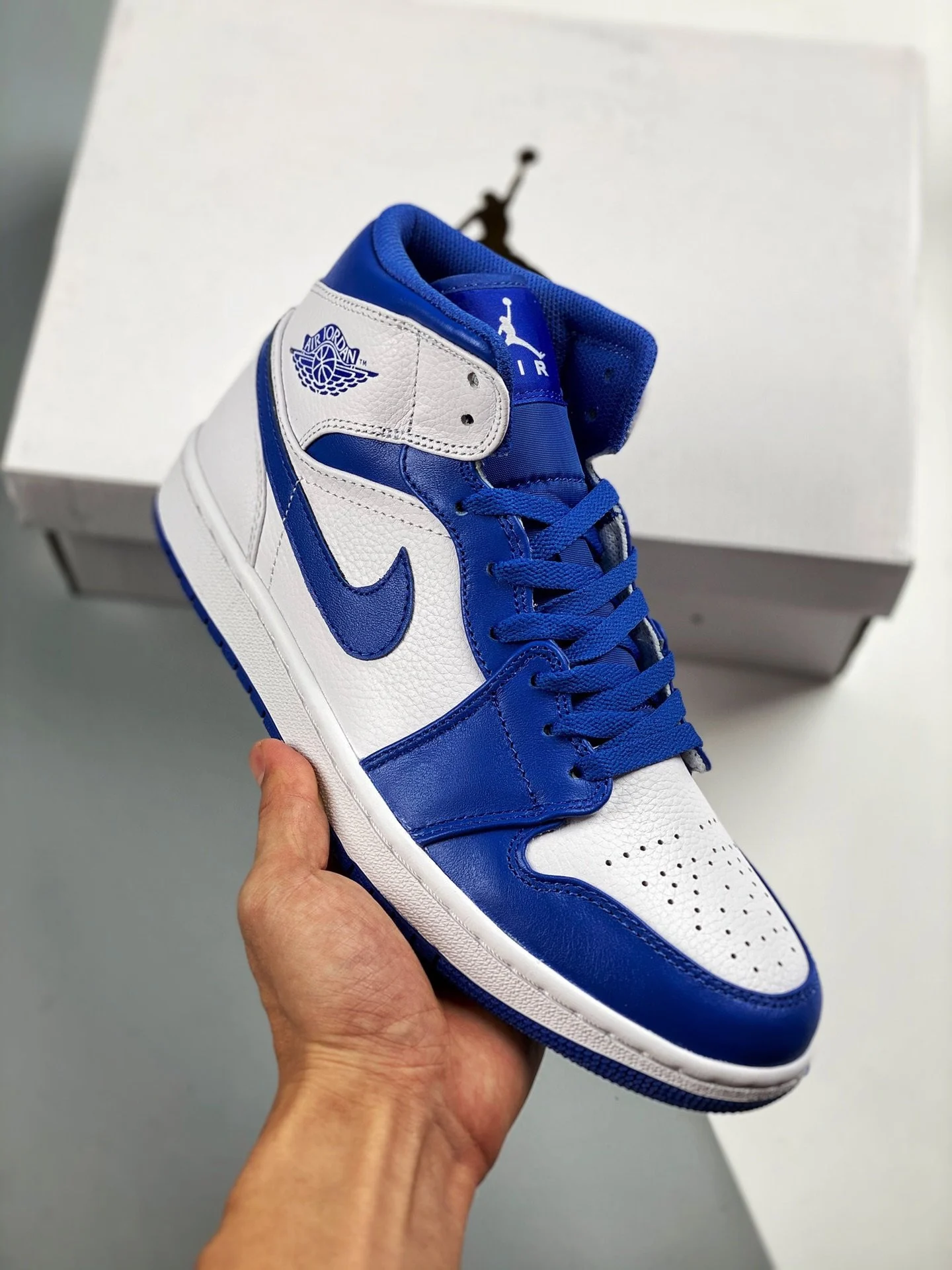 Air Jordan 1 Mid White Hyper Royal 554724-114 On Sale