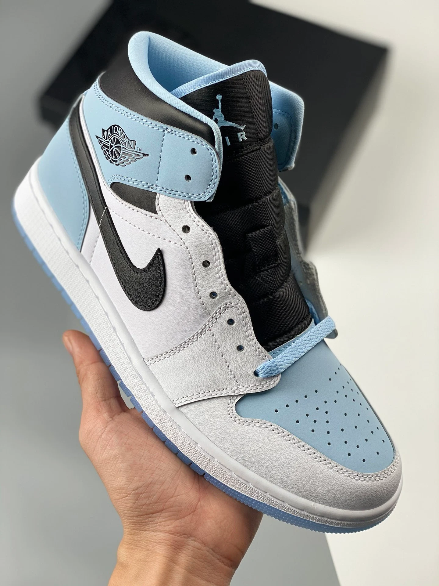 Air Jordan 1 Mid White Ice Blue-Black DV1308-104 For Sale