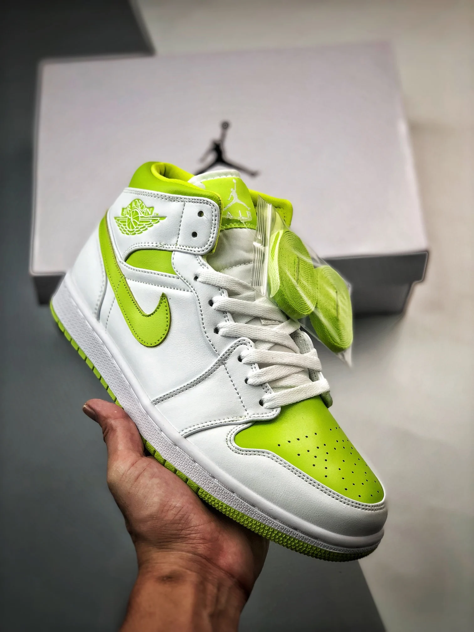 Air Jordan 1 Mid White Lime BQ6472-131 For Sale