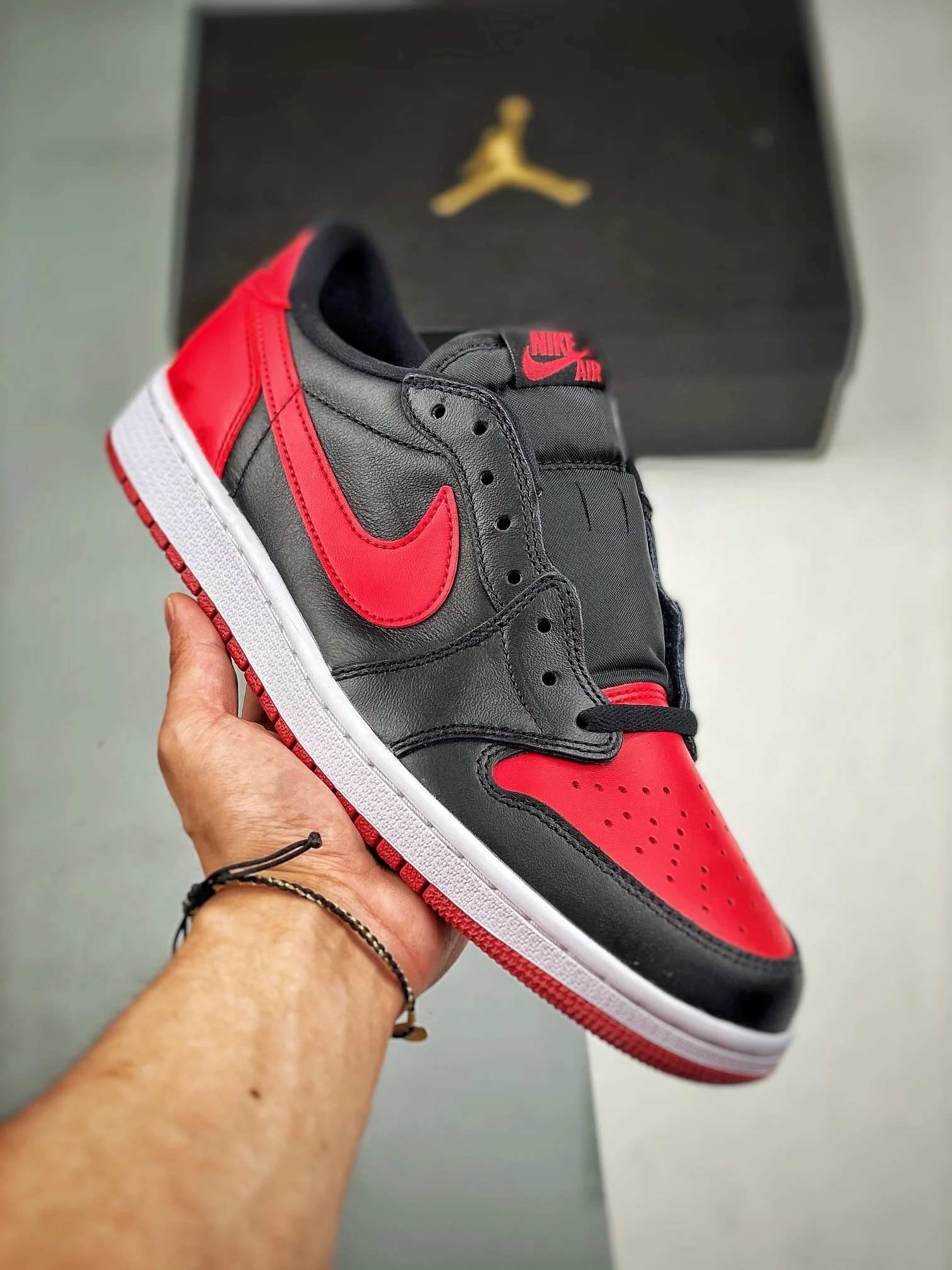 Air Jordan 1 Retro Low Bred Black Varsity Red 705329-001 For Sale