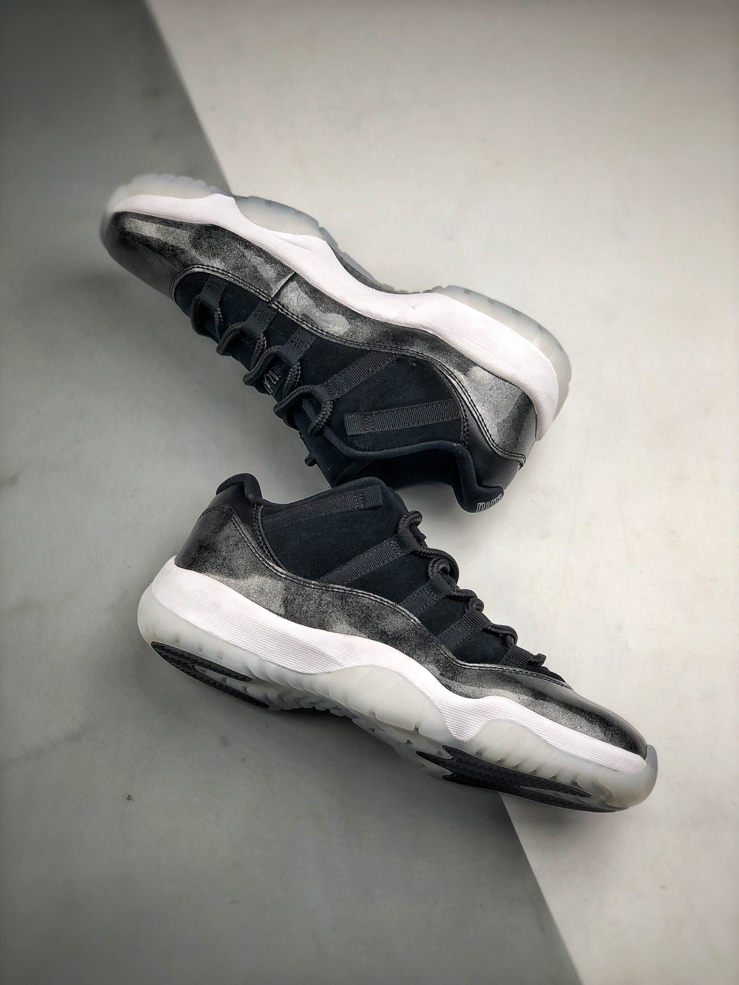 Air Jordan 11 Low Barons Black Metallic Silver-White For Sale