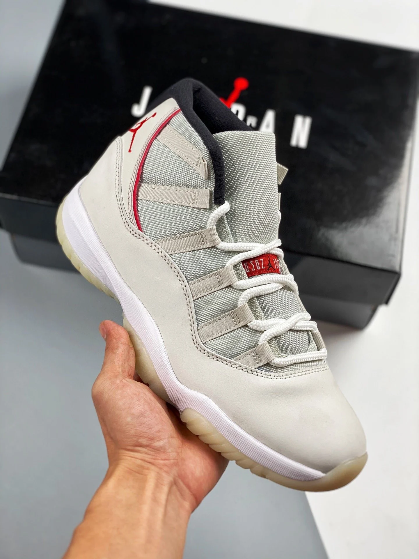 Air Jordan 11 Platinum Tint Sail-University Red For Sale