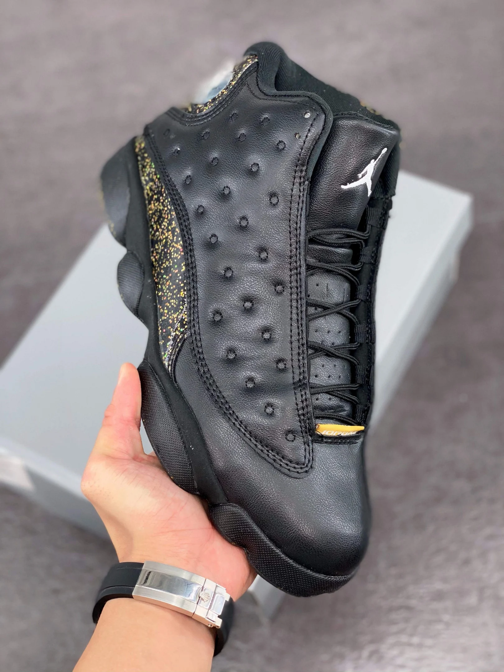 Air Jordan 13 Gold Glitter Black Metallic Gold On Sale