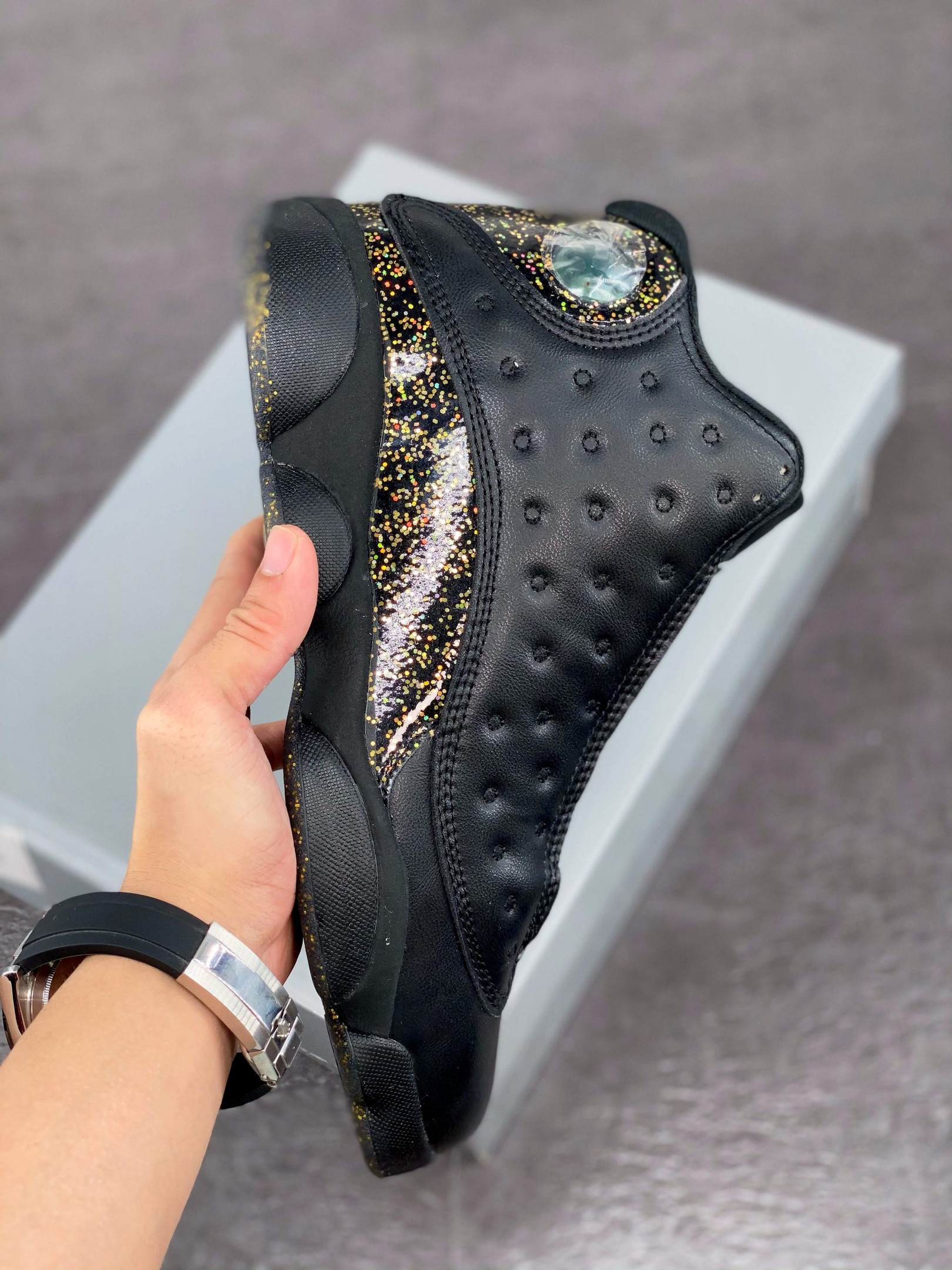 Air Jordan 13 Gold Glitter Black Metallic Gold On Sale