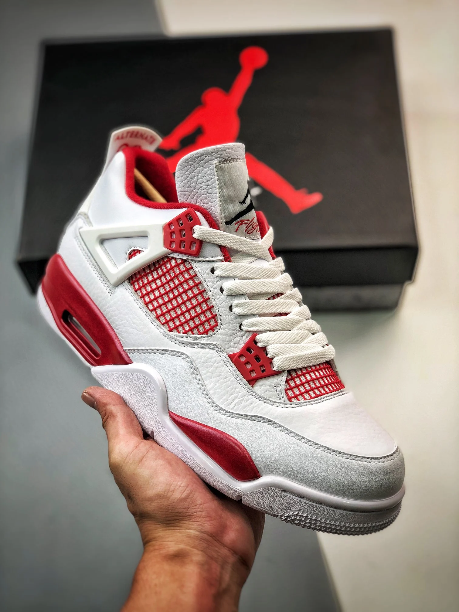 Air Jordan 4 Alternate 89 White Black-Gym Red For Sale